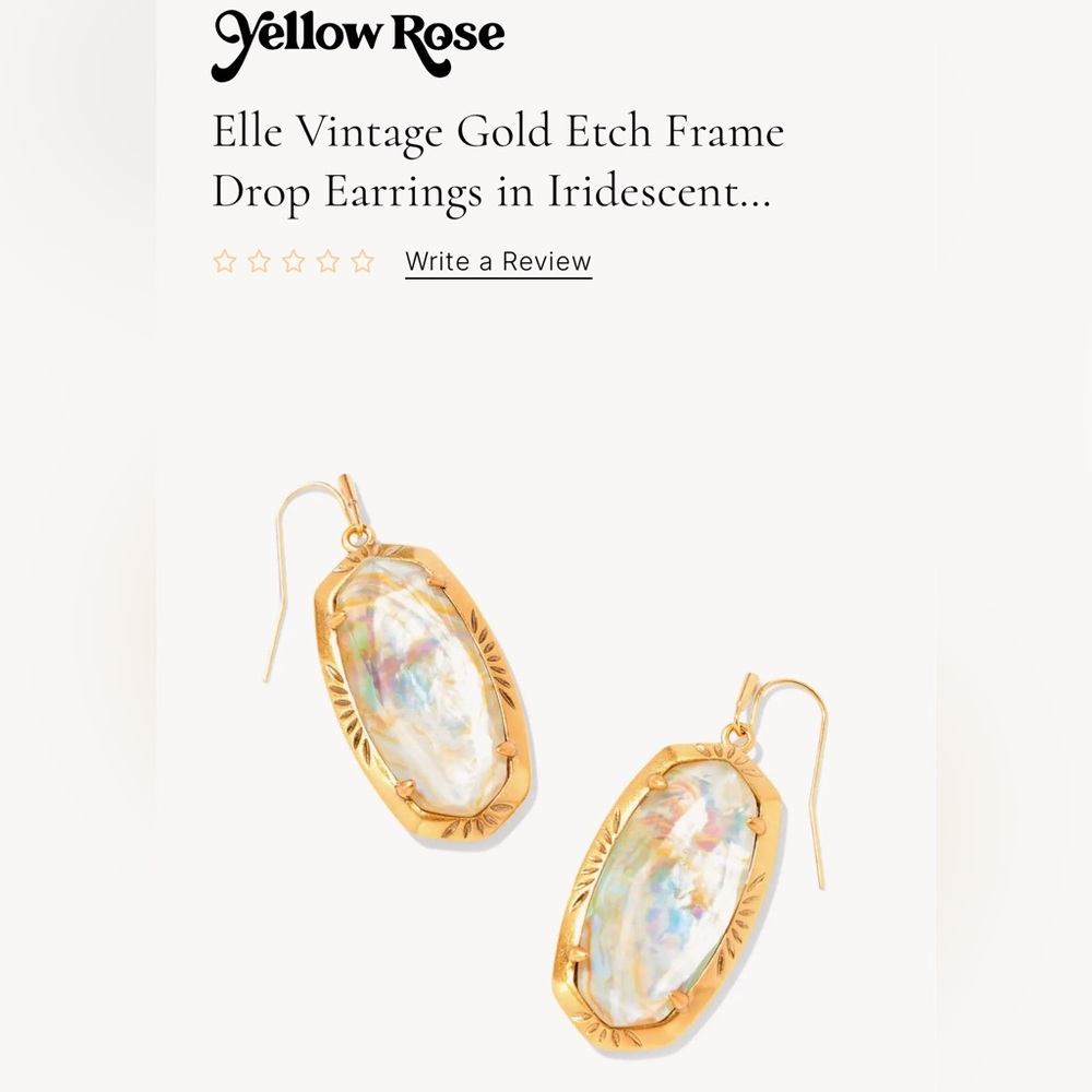 Kendra Scott Yellow Rose Elle vintage gold earrings in Iridescent Abalone